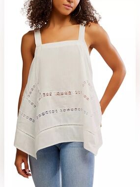 Free People Charlotte Tunic Open Back Top White